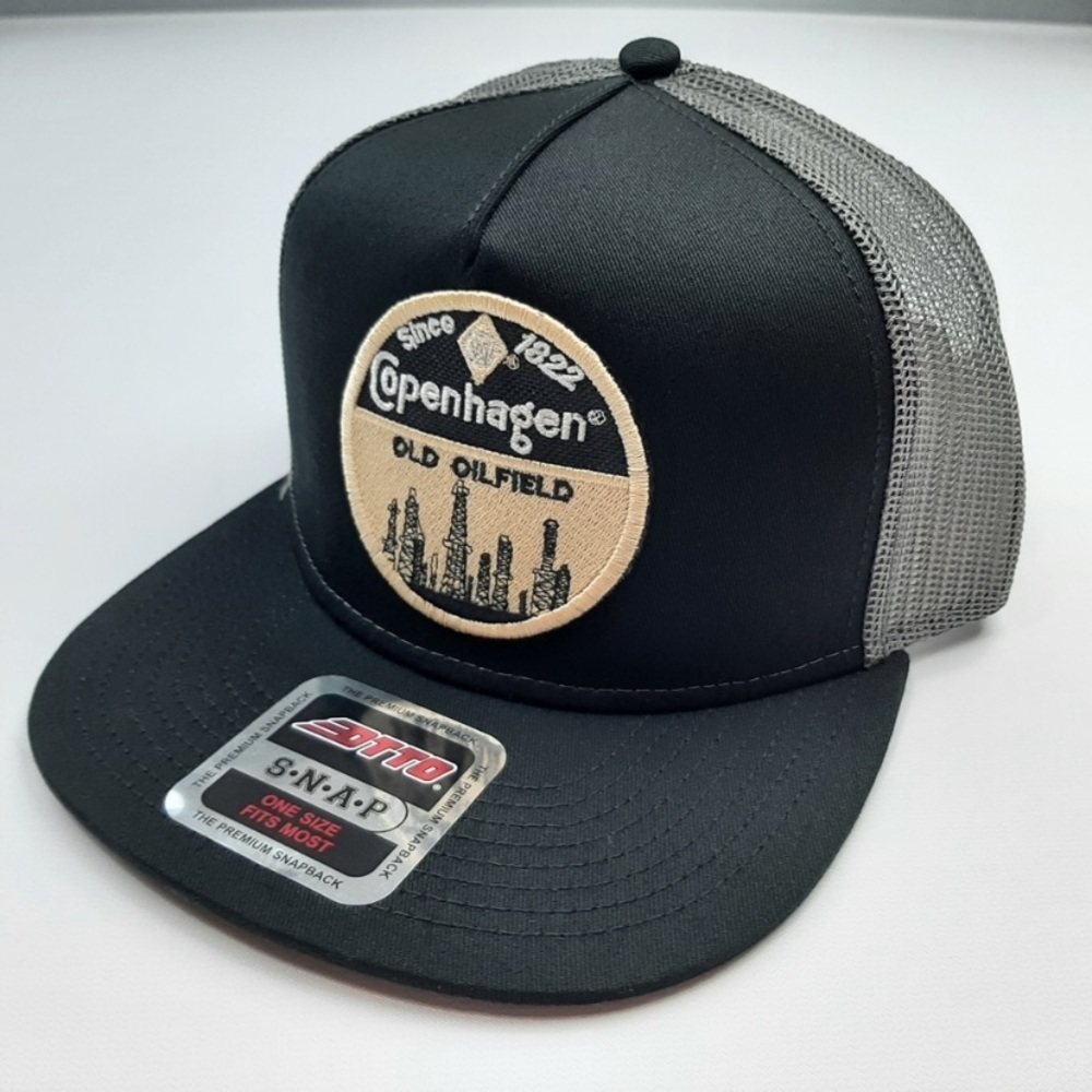 Copenhagen Old Oilfield Patch Flat Bill Mesh Snapback – Black & Gray